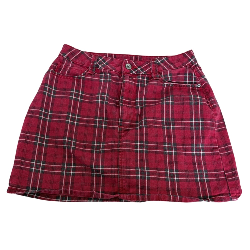Arizona Jean Co Plaid Punk Mini Skirt Size‎ 7 Red Womens Juniors Grunge 90s Y2K